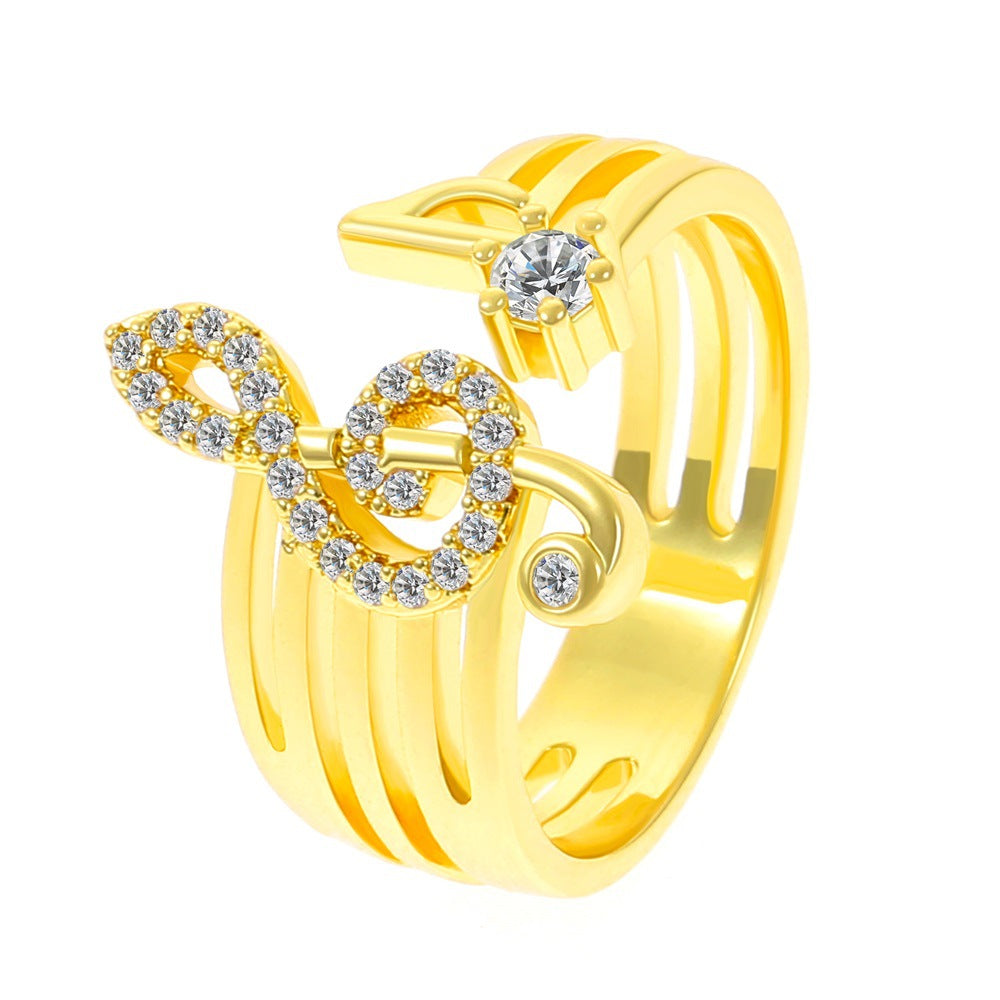 Anillos De Aleación De Símbolos Musicales Con Incrustaciones De Circón Al Por Mayor